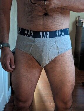 GAP Men's Light Gray Briefs with Navy Logo Waistband